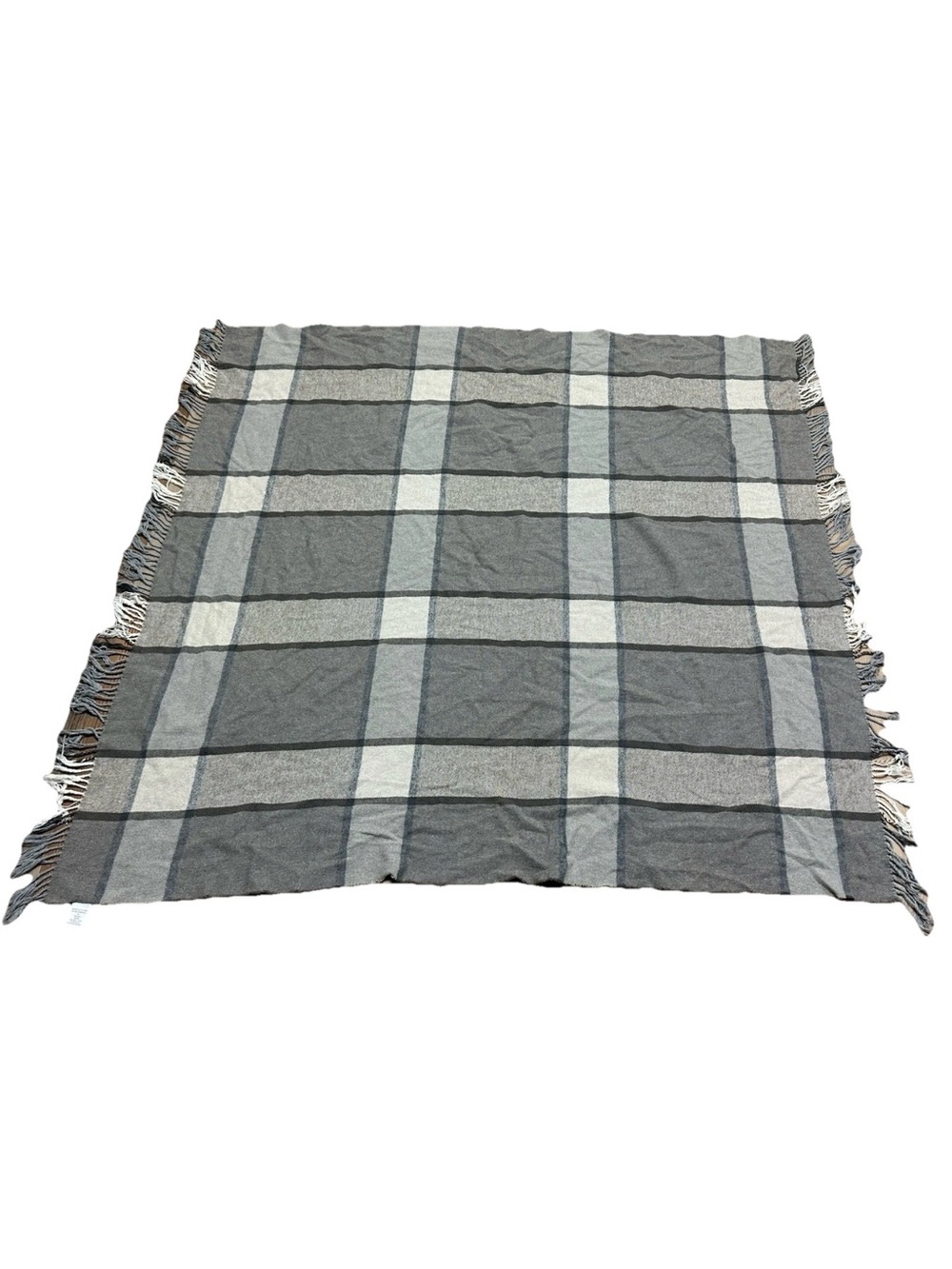 NIDO NOTTE ITALIA Throw Blanket Gray/brown Plaid Fringe